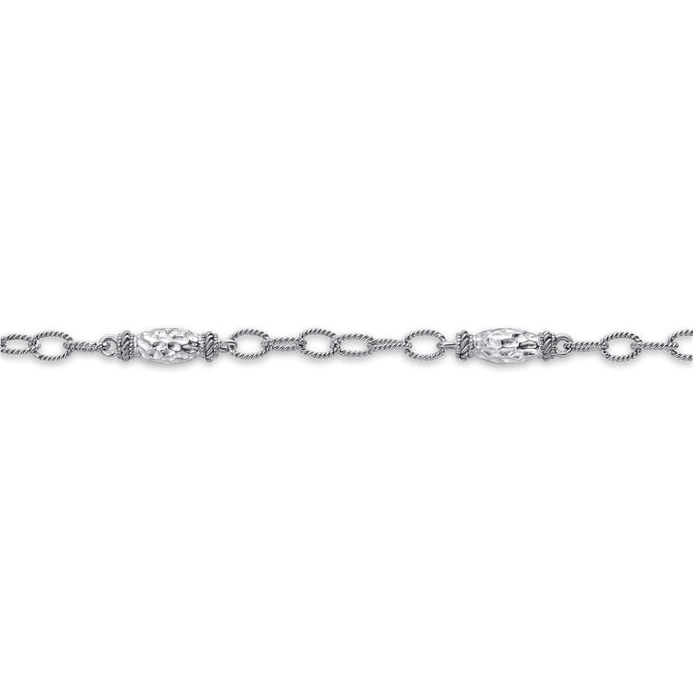 Sterling Silver Filigree Station Chain Bracelet - Shot 2