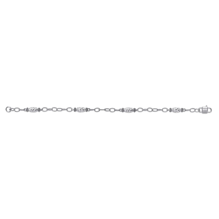 Sterling Silver Filigree Station Chain Bracelet