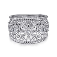 Sterling Silver Floral Openwork White Sapphire Ring