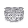 Sterling Silver Floral Openwork White Sapphire Ring
