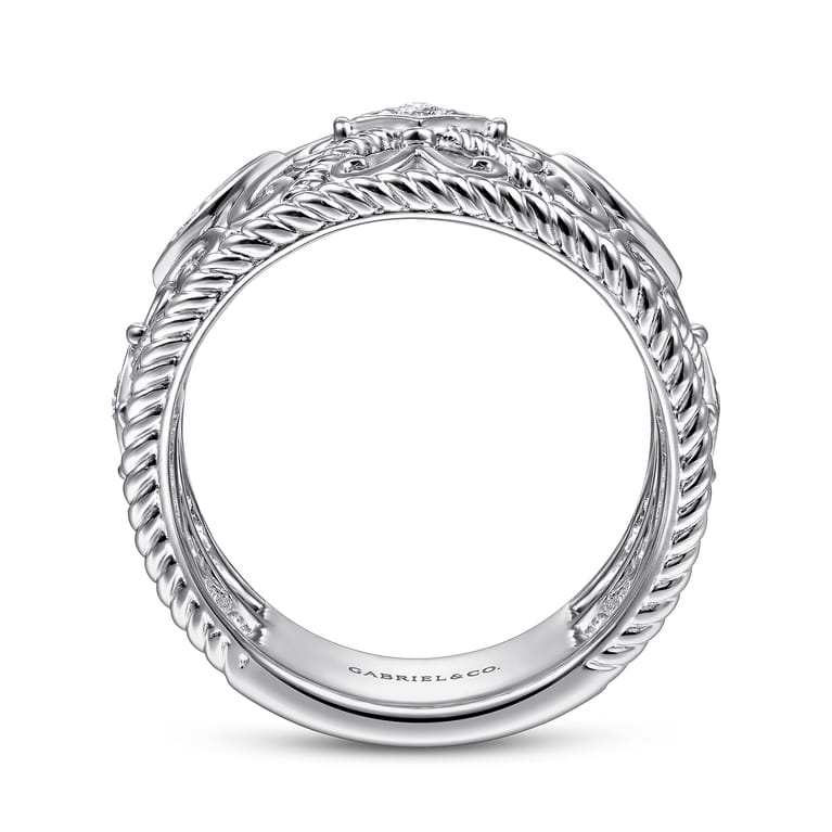 Sterling Silver Floral Openwork White Sapphire Ring - Shot 2