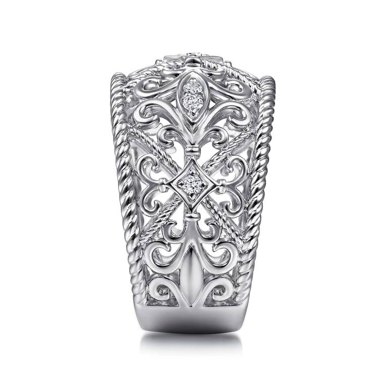 Sterling Silver Floral Openwork White Sapphire Ring - Shot 4