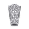 Sterling Silver Floral Openwork White Sapphire Ring