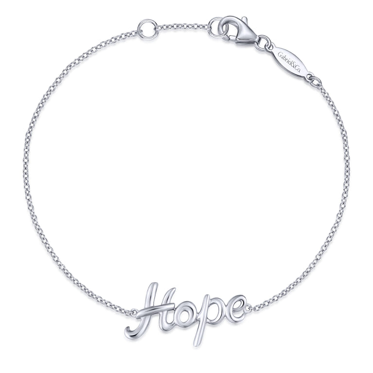 Sterling Silver HOPE Chain Bracelet - Shot 1