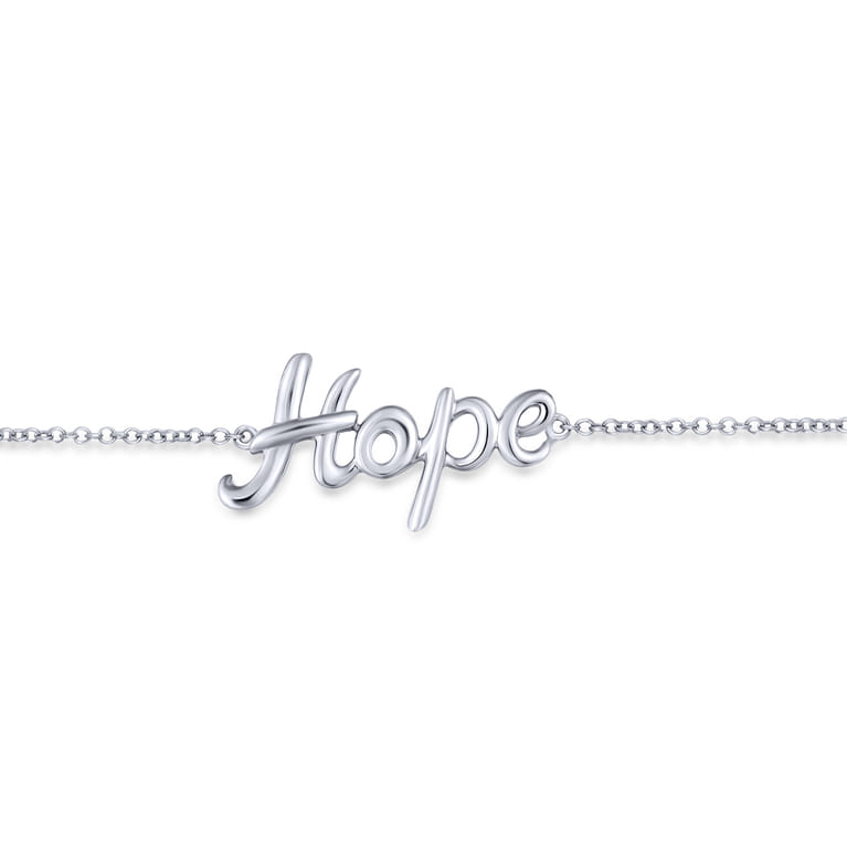 Sterling Silver HOPE Chain Bracelet - Shot 2