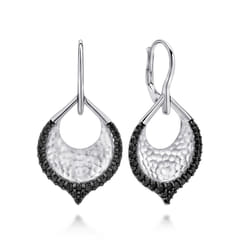 Sterling-Silver-Hammered-Teardrop-Leverback-Earrings-with-Black-Spinel1