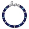 Sterling Silver Lapis and Turquoise Cylinder Beaded Bracelet