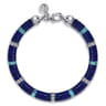Sterling Silver Lapis and Turquoise Cylinder Beaded Bracelet