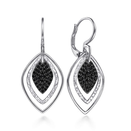 Sterling Silver Layered Black Spinel Cluster Earrings