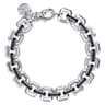 Sterling Silver Men's Link Chain Tennis Bracelet with Black Spinel Connectors