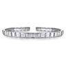 Sterling Silver Open Cuff Angular Cuts Square Bangle
