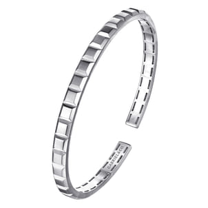 Sterling Silver Open Cuff Angular Cuts Square Bangle