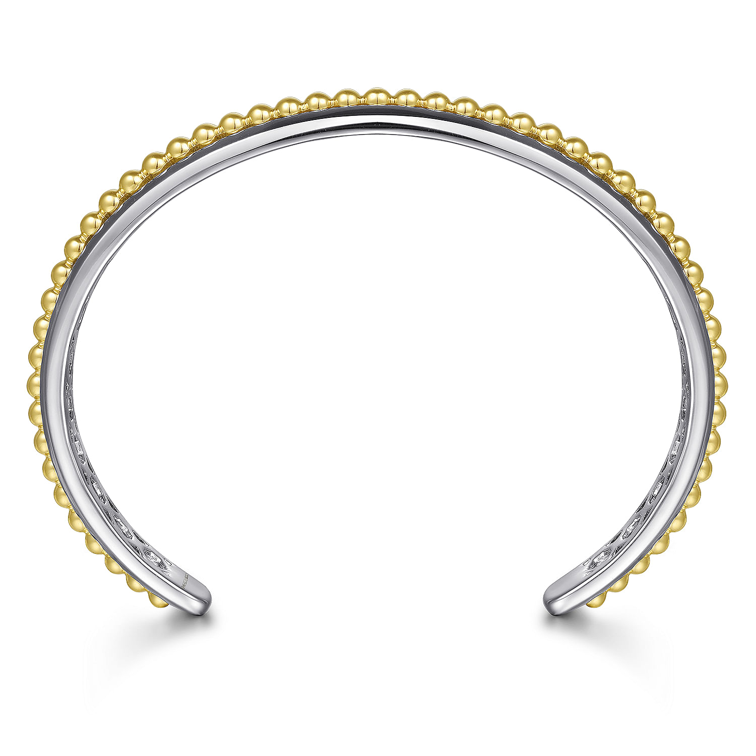 Sterling Silver Open Cuff Bracelet with 14K Yellow Gold Beads - Shot 3