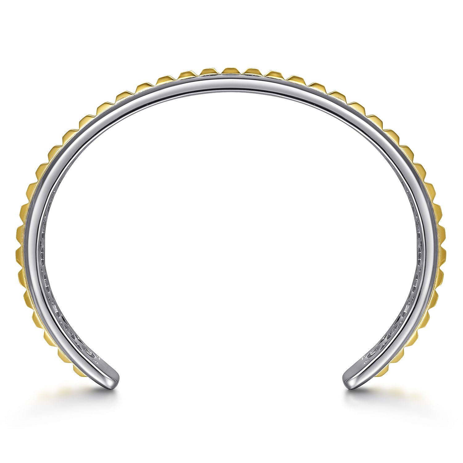 Sterling Silver Open Cuff Bracelet with 14K Yellow Gold Grommets