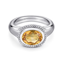 Sterling Silver Oval Citrine Ring