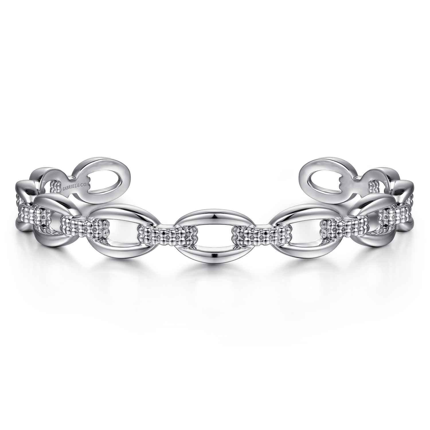 Sterling Silver Oval Link Cuff Bangle - Shot 1