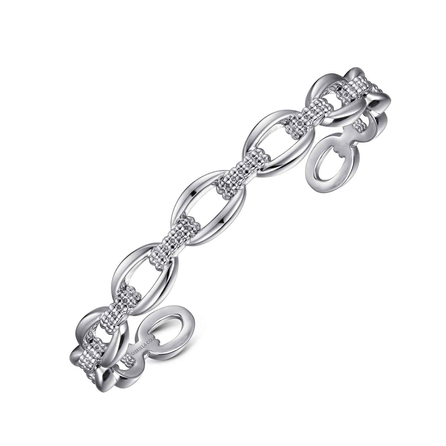 Sterling Silver Oval Link Cuff Bangle - Shot 2