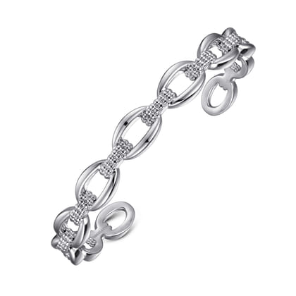 Sterling Silver Oval Link Cuff Bangle
