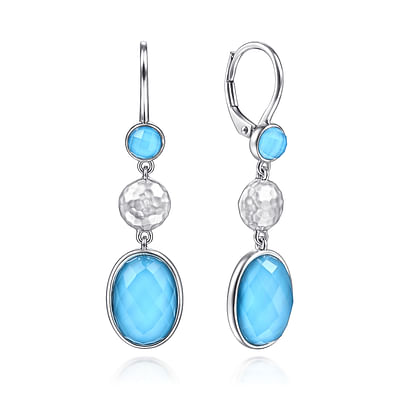 Sterling Silver Rock Crystal Turquoise Drop Earrings