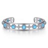 Sterling Silver Rock Crystal and Turquoise Station Bangle