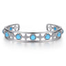 Sterling Silver Rock Crystal and Turquoise Station Bangle