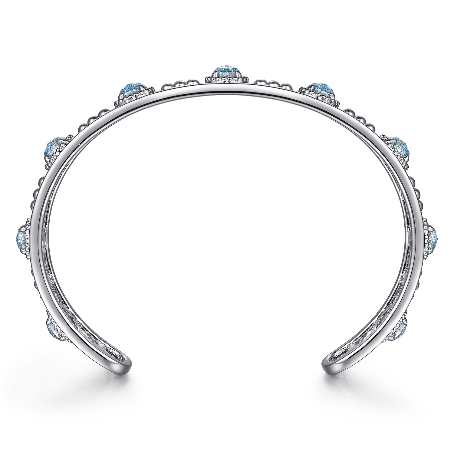 Sterling Silver Rock Crystal and Turquoise Station Bangle - Shot 3