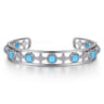 Sterling Silver Rock Crystal and Turquoise Station Bangle