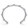 Sterling Silver Rock Crystal and Turquoise Station Bangle