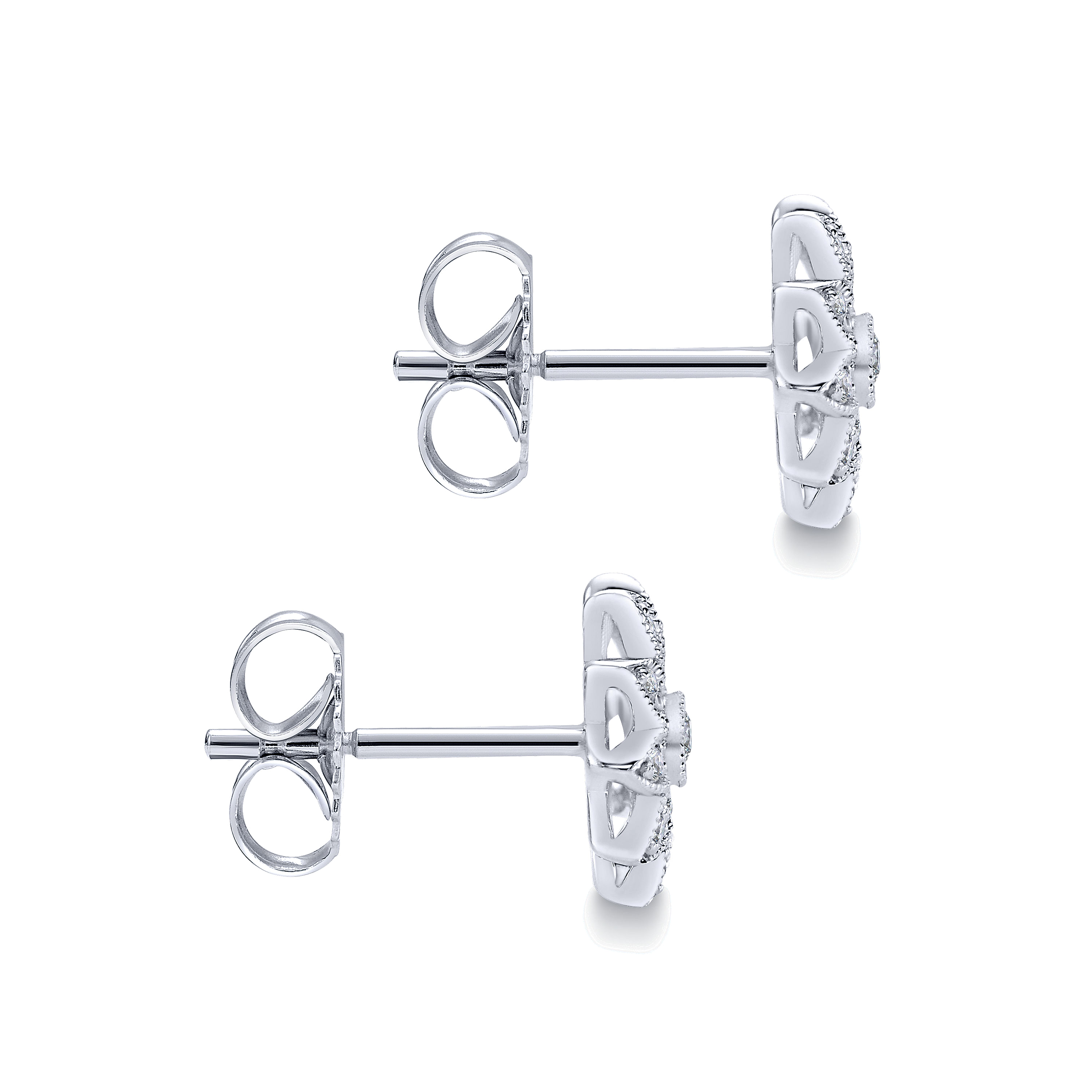 Sterling Silver Round White Sapphire Stud Earrings - Shot 3