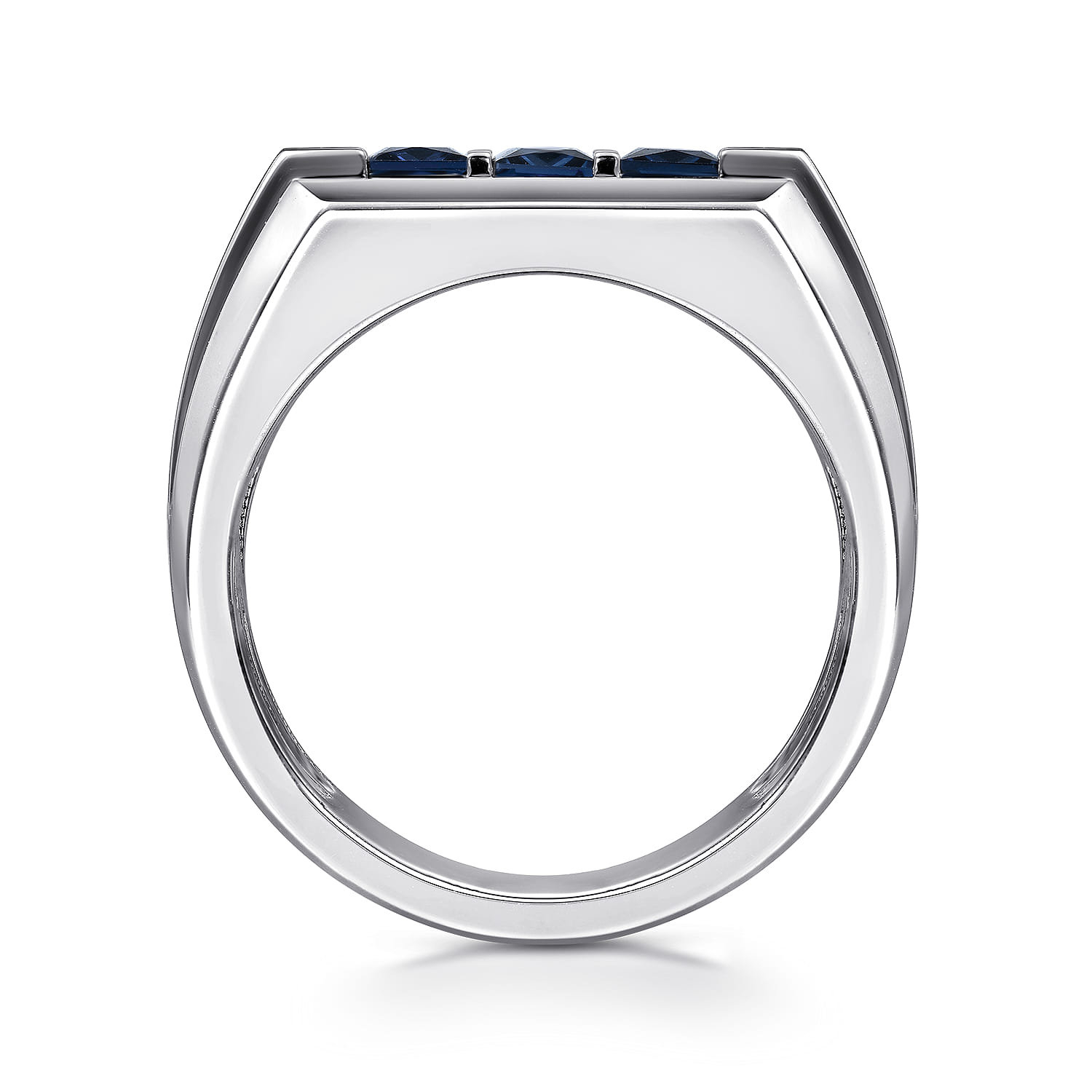 Sterling Silver Sapphire B quality Mens Ring in High Polish Finish - Shot 2