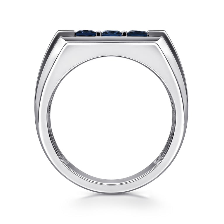 Sterling Silver Sapphire B quality Mens Ring in High Polish Finish - Shot 2