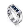 Sterling Silver Sapphire B quality Mens Ring in High Polish Finish