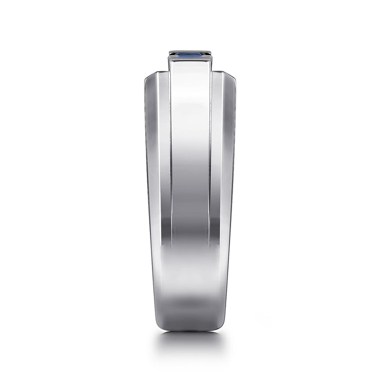 Sterling Silver Sapphire B quality Mens Ring in High Polish Finish - Shot 4