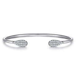 Sterling Silver Teardrop White Sapphire Pave Split Bangle