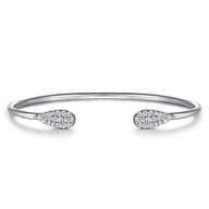 Sterling Silver Teardrop White Sapphire Pave Split Bangle