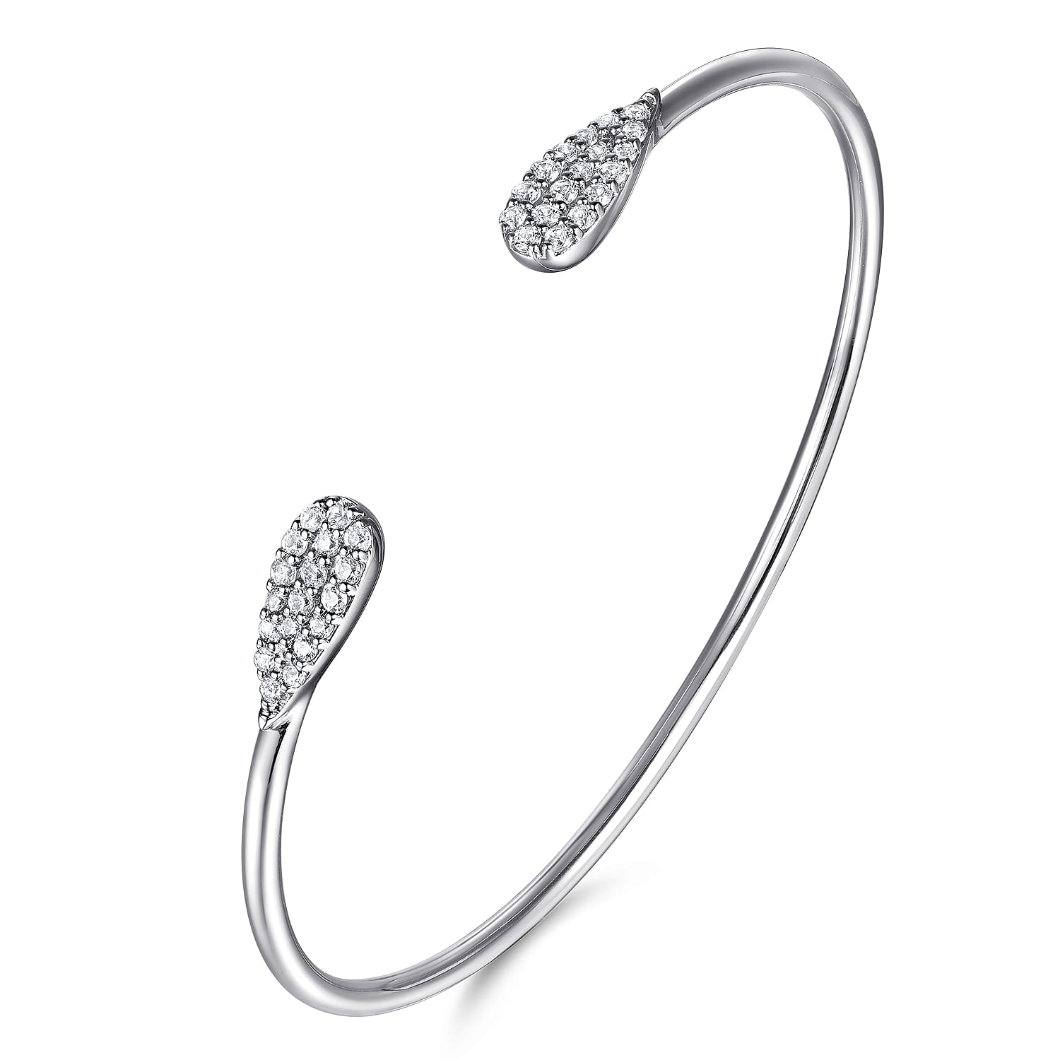 Sterling Silver Teardrop White Sapphire Pave Split Bangle - Shot 2