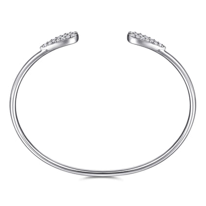 Sterling Silver Teardrop White Sapphire Pave Split Bangle