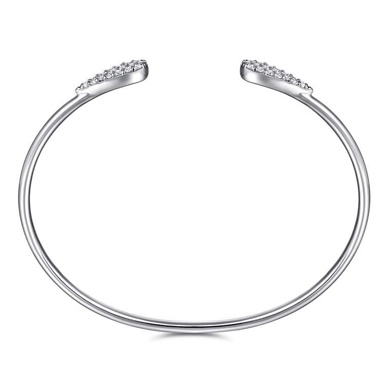 Sterling Silver Teardrop White Sapphire Pave Split Bangle - Shot 3