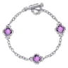 Sterling Silver Toggle Bracelet with Amethyst Clover Stations