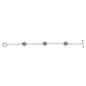 Sterling Silver Toggle Bracelet with Amethyst Clover Stations