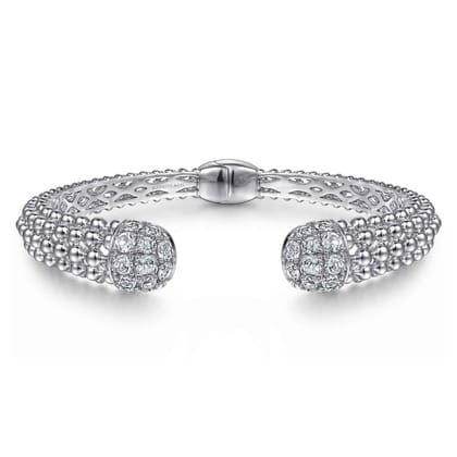 Sterling Silver White Sapphire Bujukan Bangle