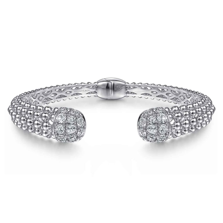 Sterling Silver White Sapphire Bujukan Bangle - Shot 1