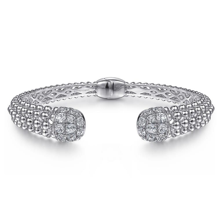 Sterling Silver White Sapphire Bujukan Bangle - Shot 1