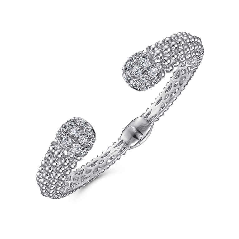 Sterling Silver White Sapphire Bujukan Bangle - Shot 2