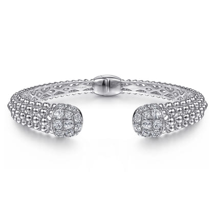 Sterling Silver White Sapphire Bujukan Bangle