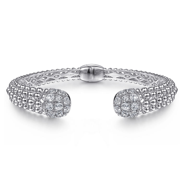 Sterling Silver White Sapphire Bujukan Bangle - Shot 1