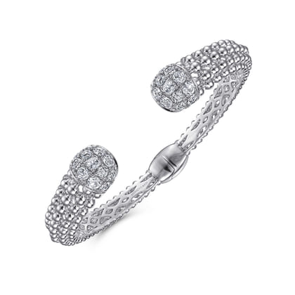 Sterling Silver White Sapphire Bujukan Bangle