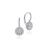 Sterling Silver White Sapphire Pave Center and Bujukan Frame Leverback Earrings - 0.2 ct