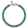 Sterling Silver and 6mm Malachite Beaded Bracelet