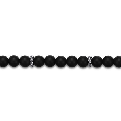 Sterling Silver and 6mm Matte Onyx Beaded Bracelet